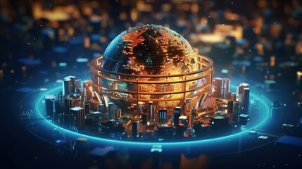 Aufkleber - Telecommunications network and wireless mobile Internet technology with a connection on the ground.Futuristic innovative technologies. Generative AI
