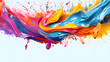 Colorful vibrant liquid paint splash. Abstract background with colorful fluid rainbow wave. Amazing colorful paint mix splash background. Generative Ai