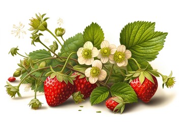 strawberry drawing isolated on white background. generated by ai.