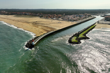 Wall Mural - Le Port de Capbreton vu du ciel par drone, Landes