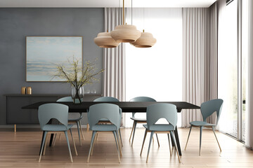 Wall Mural - Interior of modern dining room 3d rendering