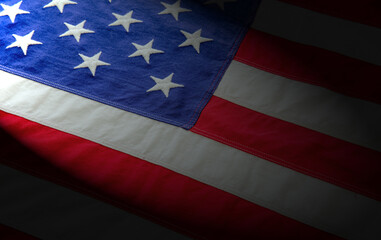 Poster - US America flag wave background closeup, American National Holiday