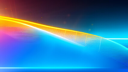 Wall Mural - abstract blue, yellow, and purple wavy shapes futuristic banners. glowing retro waves illustration b