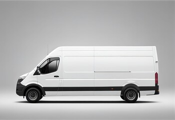 Clean blank white delivery van illustration. Ai generative.