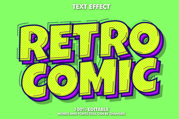 modern retro pop art font effect. retro cartoon editable text effect