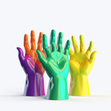Kolorowe dłonie - przybij piątkę, koncept 3d - Colorful hands - high-five, 3d concept - AI Generated