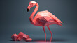 Flaming z papieru - orgimai 3d - emocje, miłość - Flamingo made of paper - orgimai 3d - emotions, love  - AI Generated