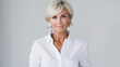© wetzkaz - mature adult woman posing in white cropped summer shirt