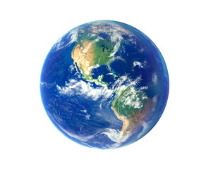 Wall Mural - blue planet earth north and south america continent isolated on white background. clipping path. ele