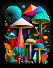 Wall Mural - creative mushrooms, Generative AI