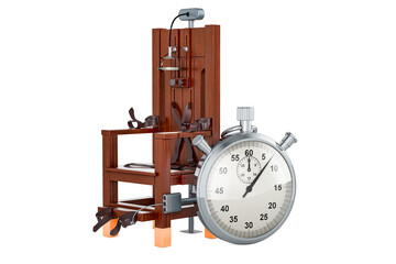 Poster - electric chair with stopwatch, 3d rendering