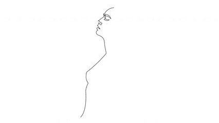 Wall Mural - Self drawing simple animation of female body. Continuous line nude figure. Abstract drawing by hand. Black line on a white background.