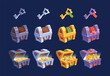 © Pavlo Syvak - Game Assets Featuring A Set Of Chests And Keys. Iron, Silver, Golden Or Platinum Trunks With Gold And Gemstones Ui