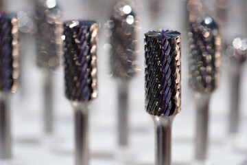 Aufkleber - Industrial metalworking concept, milling cutter, metal cutter close up CNC cutters for metal. industry metal processing concept background