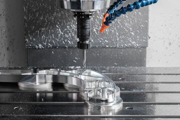 Aufkleber - operator machining automotive parts high precision machining center Drilling machine workpiece CNC milling/drilling machine  on metal factory, industry metal processing concept background