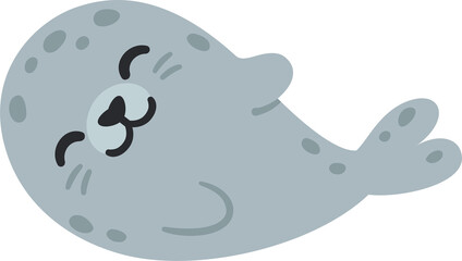 Wall Mural - cute cartoon grey harbor seal
