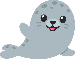 Wall Mural - cute cartoon grey harbor seal