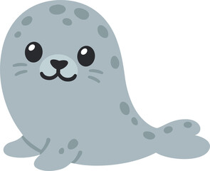 Wall Mural - cute cartoon grey harbor seal