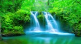 Fototapeta Krajobraz - Waterfall in the forest, generative ai	
