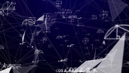 Wall Mural - math and physics formulae pass through the screen and fall away. animation of maths equations. fast 