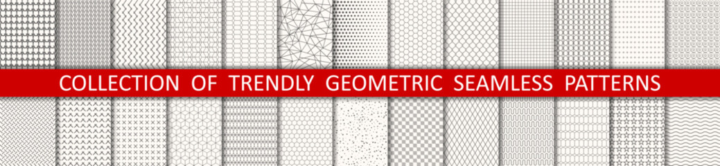 Poster - Set of geometric seamless patterns. Abstract geometric graphic design print pattern cubes. Patterns, backgrounds and wallpapers for design - vector