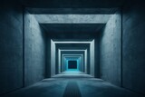 Fototapeta Do przedpokoju - Futuristic underground corridor with colorful lights Generative AI
