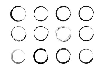 Collection of hand drawn black highlight circle. Highlighter marks, strokes. Design elements isolated on white background