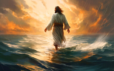jesus christ walking on the water