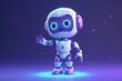 © JuLady_studio - Positive cute smiling robot of white color  at a spacefull background.Generated by AI.