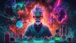 © iridescentstreet - Mad scientist or crazy professor cartoon character in science lab. Generative AI