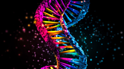 Poster - Concept of biochemistry with dna molecule, DNA on dark background. Ai generated