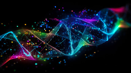 Poster - Concept of biochemistry with dna molecule, DNA on dark background. Ai generated