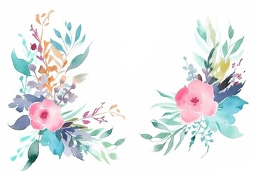 Sticker - Water Color Pastel Flower and bloom Wedding decoration