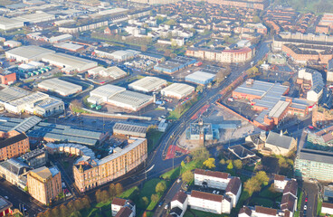 Wall Mural - Aerial view of Glasgow showing Govan and view to the west