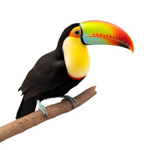 Bird Toucan Isolated On A Transparent Background And Cut Out. PNG. The World Of Animals, The Tropics. 