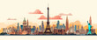 Skyline of famous monuments in the world, travel concept