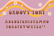 Retro Groovy Font. Trendy psychedelic alphabet. 1970s bubble letter style. Hippie hand drawn font. Decorative font for retro designs, posters, collages, greeting cards, clothing, merchandise and more.