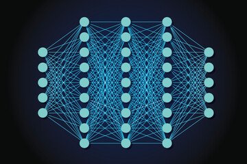 Poster - Neural network model. Artificial intelligence. AI