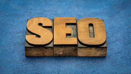Canvas Print - search engine optimization (seo) - acronym in vintage letterpress wood type printing blocks, interne