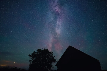 Wall Mural - stars sky and milky way in countryside