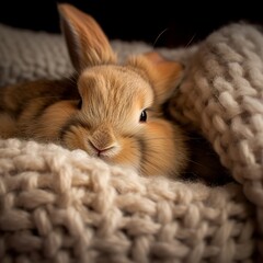 Canvas Print - Holland Lop Bunny in a Cozy Setting, A Picture of Serenity