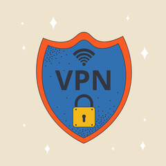 Aufkleber - Virtual Private Network. Secure VPN connection concept. Vector sign symbol.