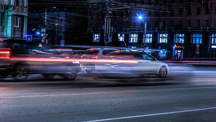 Wall Mural - car traffic over night city