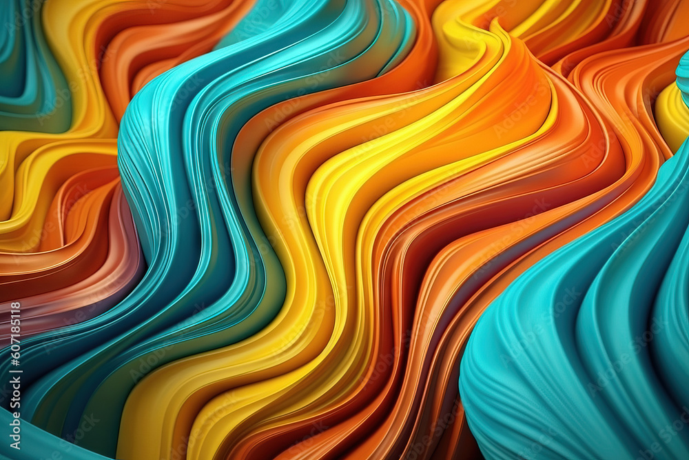 3d abstract vibrant gradient colors and soft swirling shapes. realistic ...