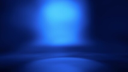 Fototapete - Empty space 3d render abstract background with bright blue moving lights. Product stage motion texture template for commercial presentation. Showroom animated illumination. Seamless loop.