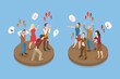 3D Isometric Flat Vector Conceptual Illustration of Angry Characters, Aggressive People Yelling at Each Other