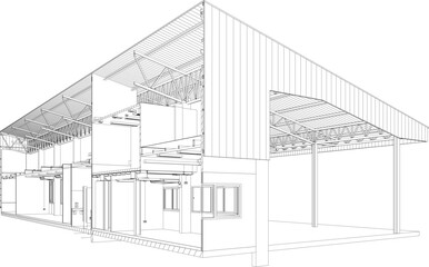 3D illustration of building structure