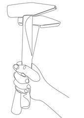 Poster - One continuous line of Hammers. Thin Line Illustration vector Work Tool concept. Contour Drawing Creative Construction Industry ideas.