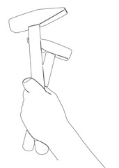 Poster - One continuous line of Hammers. Thin Line Illustration vector Work Tool concept. Contour Drawing Creative Construction Industry ideas.