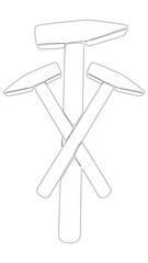 Poster - One continuous line of Hammers. Thin Line Illustration vector Work Tool concept. Contour Drawing Creative Construction Industry ideas.